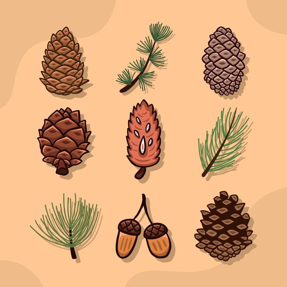 Pinecone Icon Collection in Autumn vector