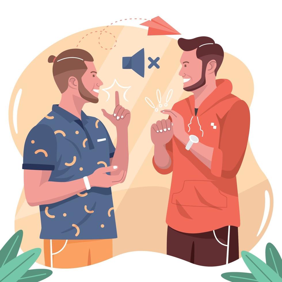 Friends Communicating Using Sign Language vector