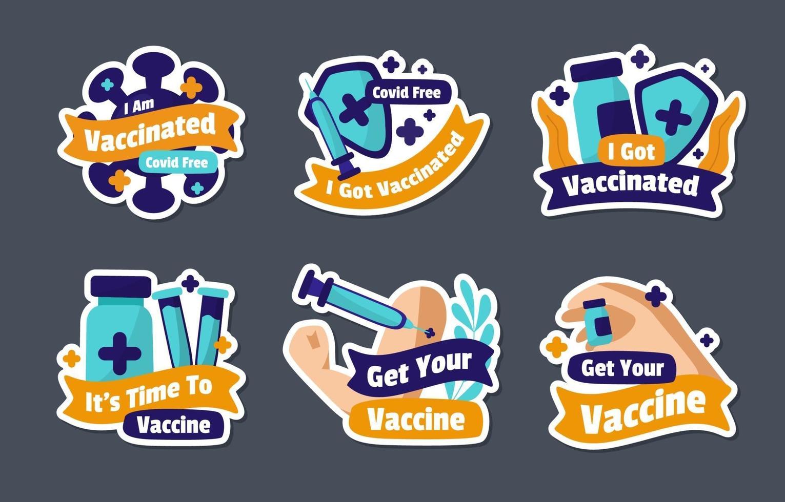 After Vaccine Sticker Set vector