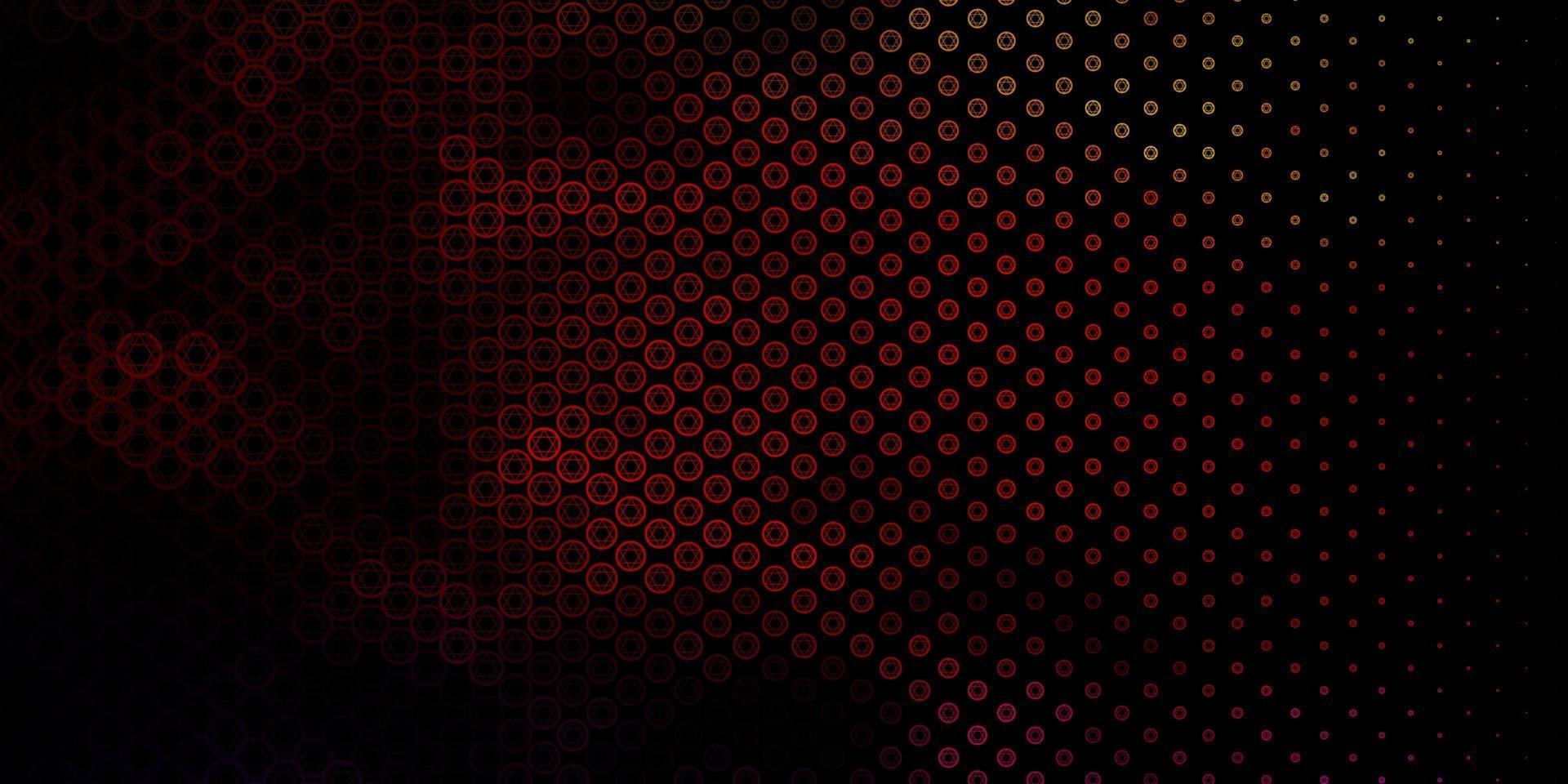Dark Pink, Yellow vector background with occult symbols.