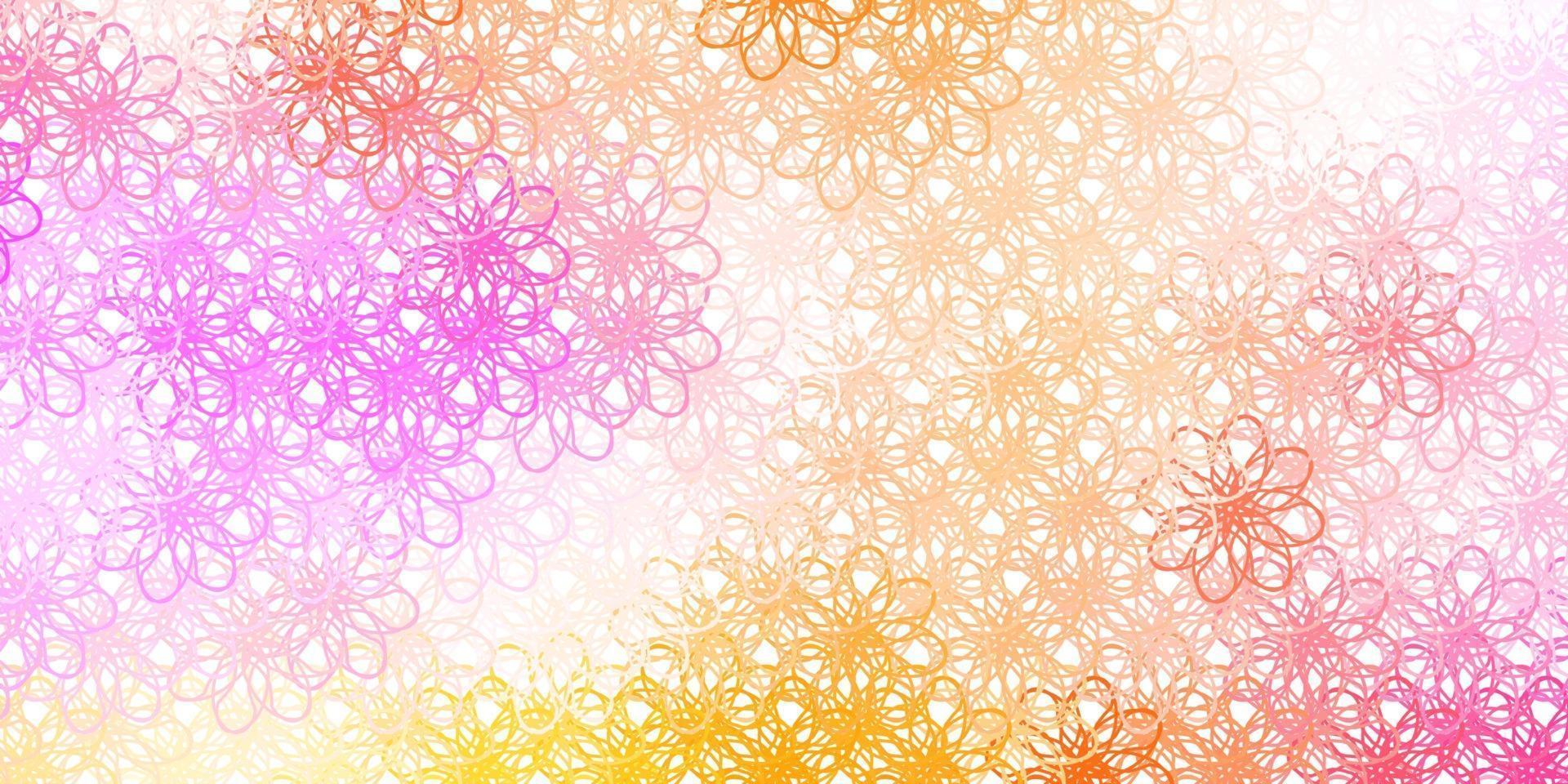 Light Pink, Yellow vector background with curves.