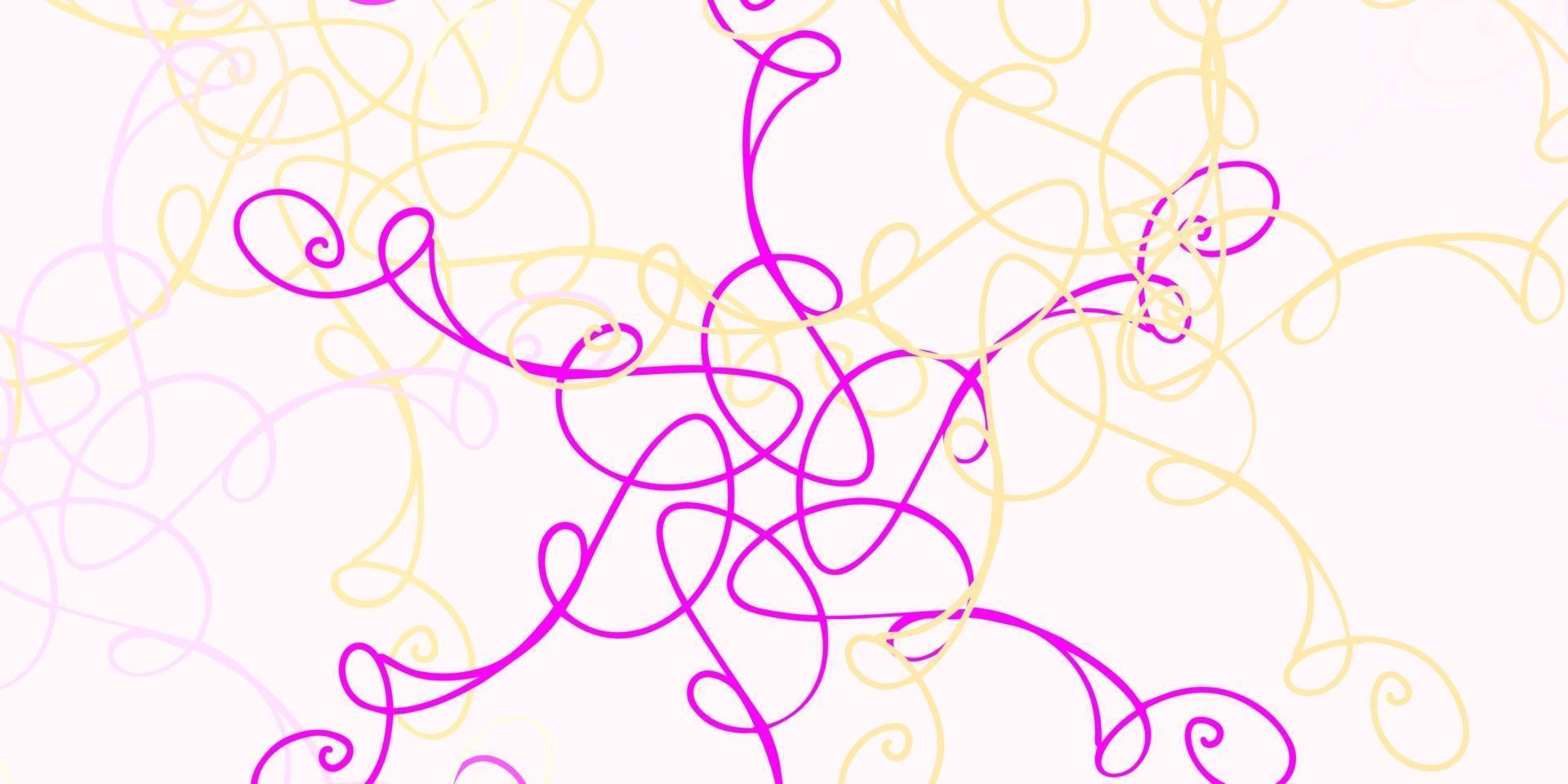 Fondo de vector rosa claro, amarillo con líneas torcidas.