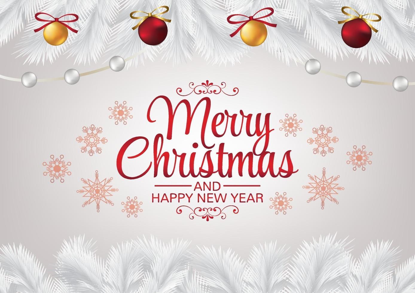 christmas elements and red ribbon on white background vector