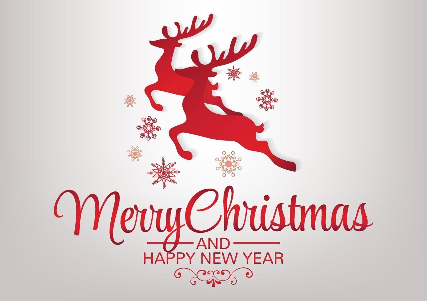 red reindeer and merry christmas art vector