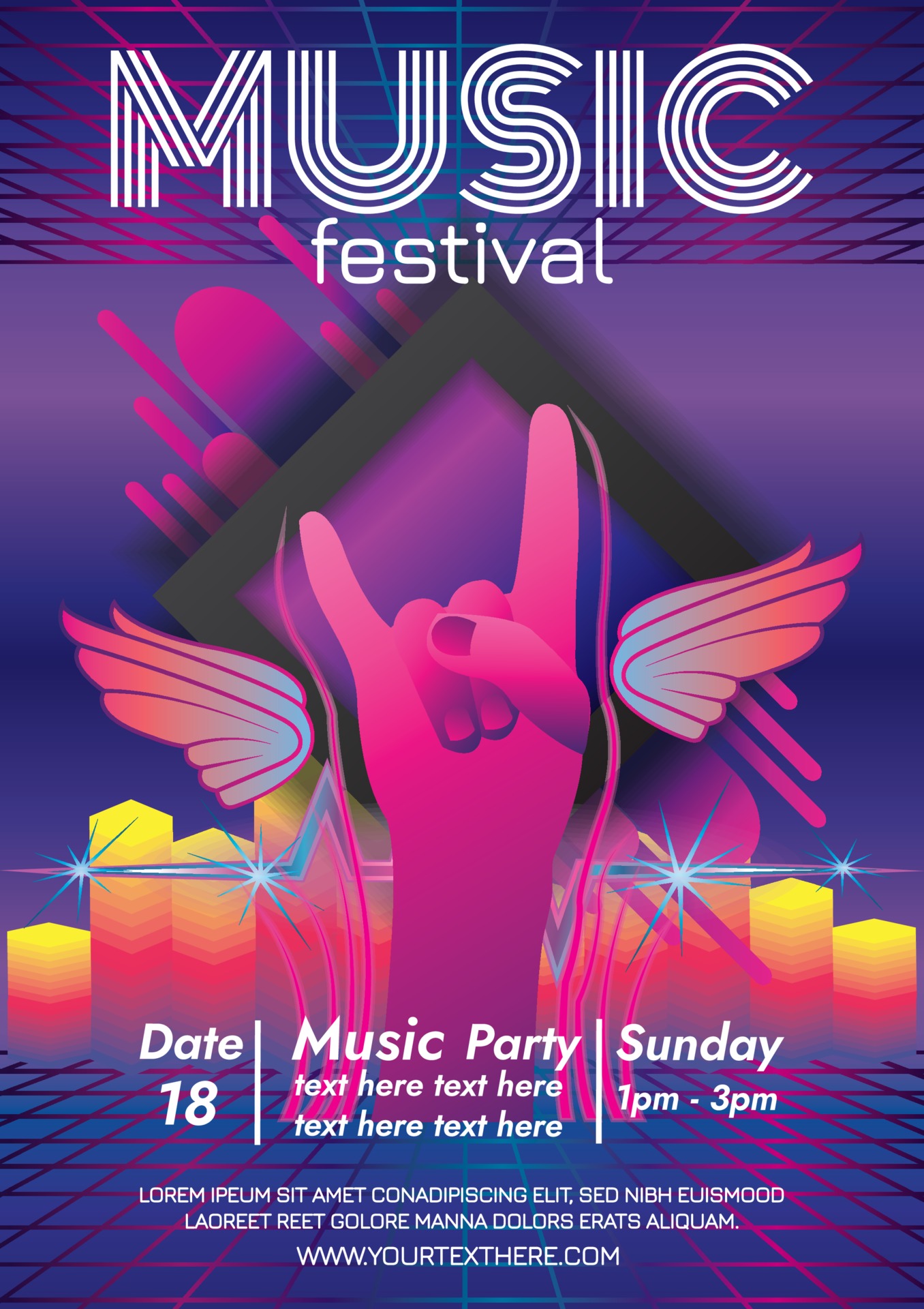 music festival rock music night poster for party 3243722 Vector Art at