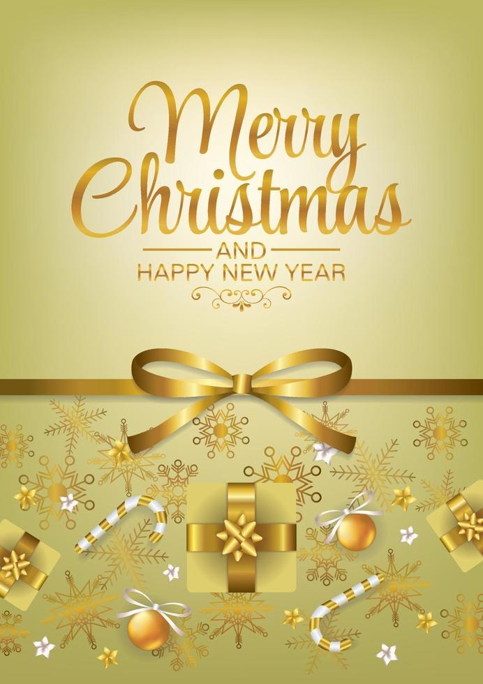 merry christmas art vector element and gold bow