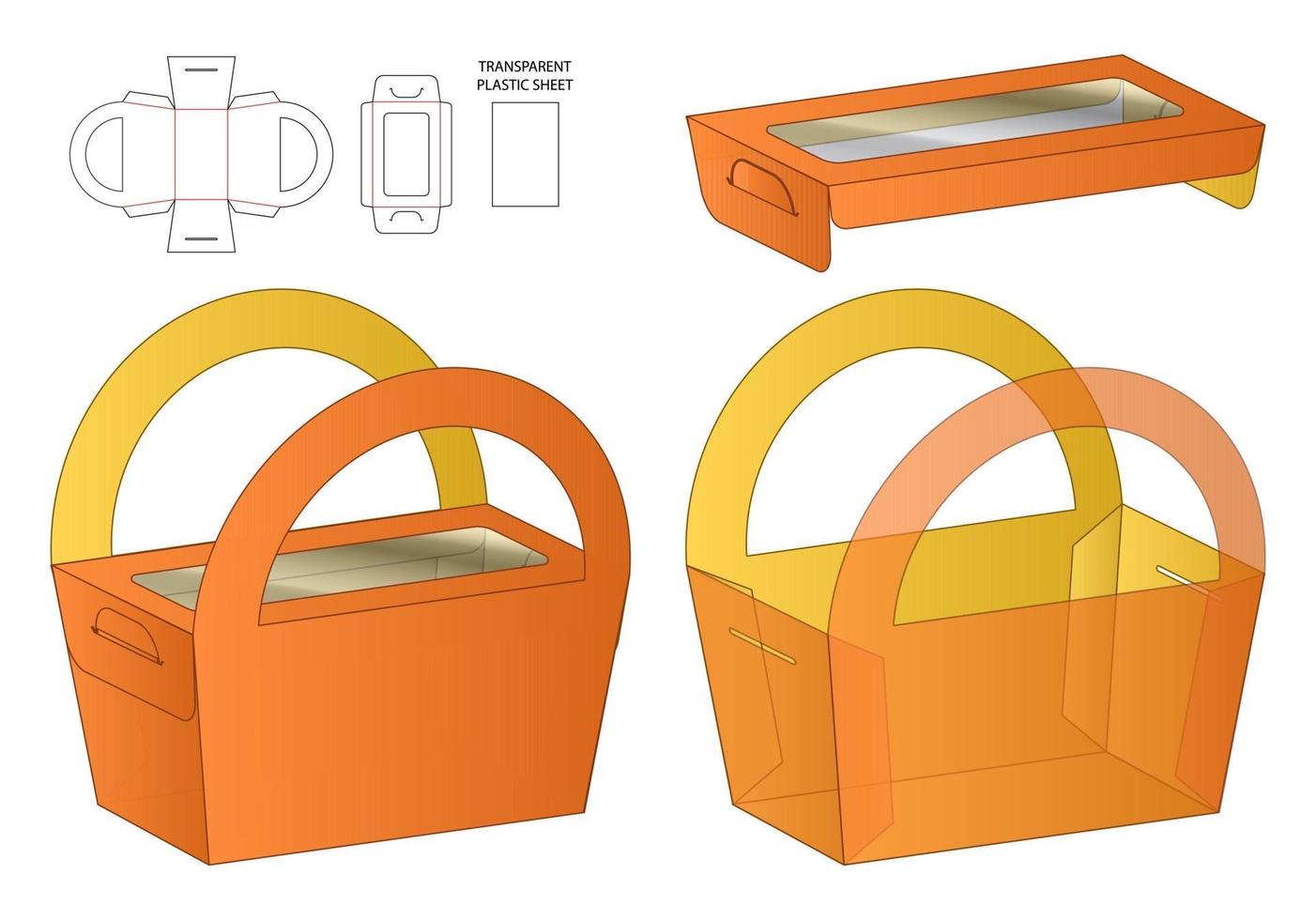 Box packaging die cut template design. 3d mock-up vector