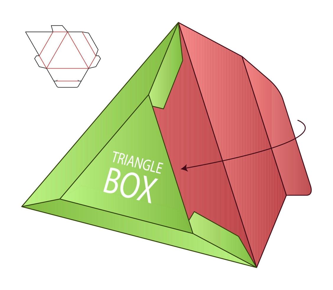 diseño de plantilla troquelada de embalaje de caja. Maqueta 3d vector