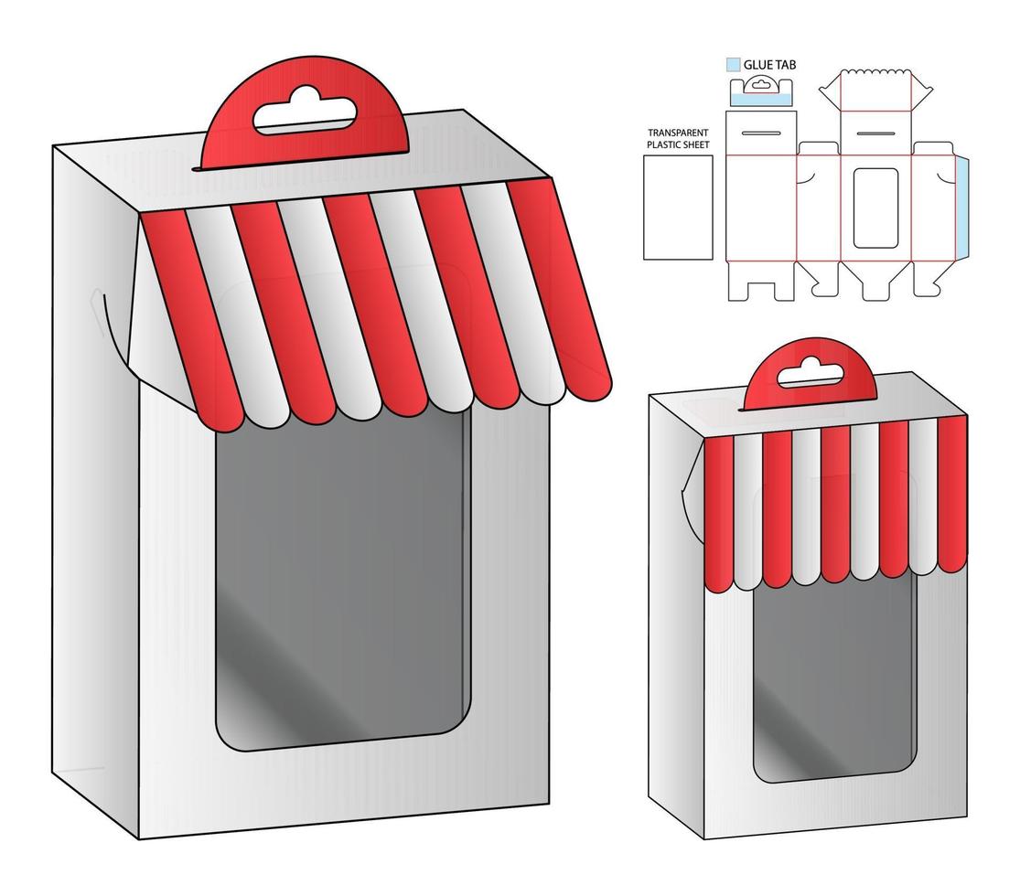 diseño de plantilla troquelada de embalaje de caja. Maqueta 3d vector