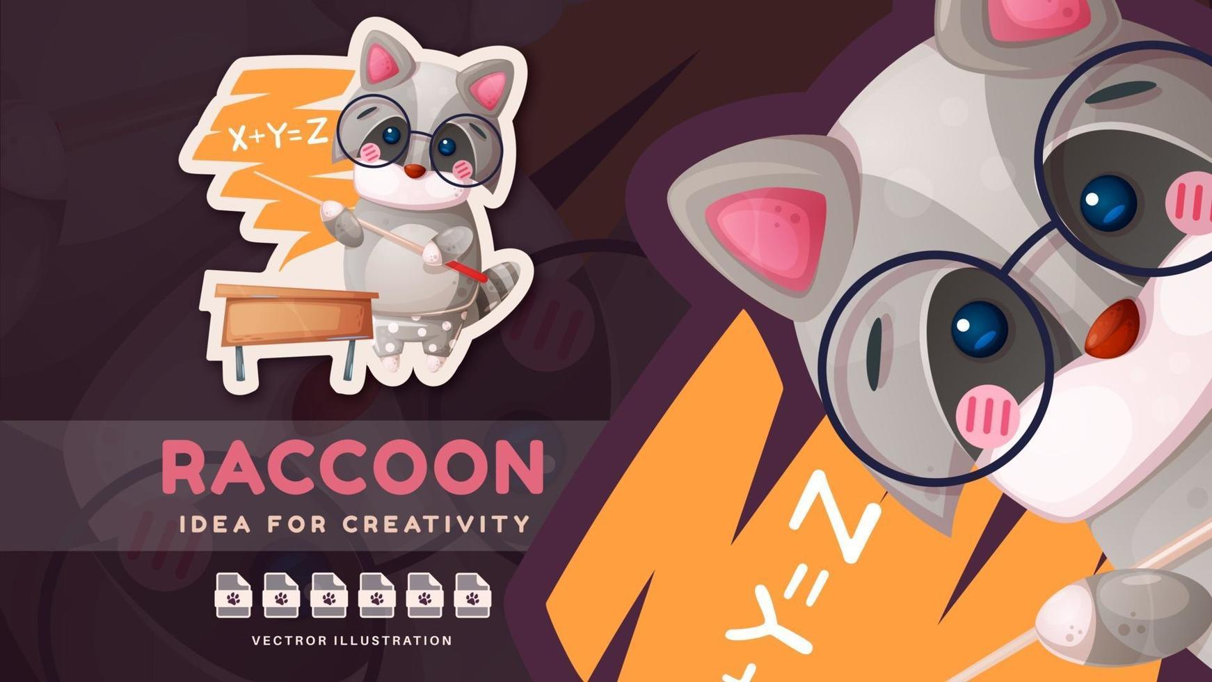 Raccoon teaches math at school vector