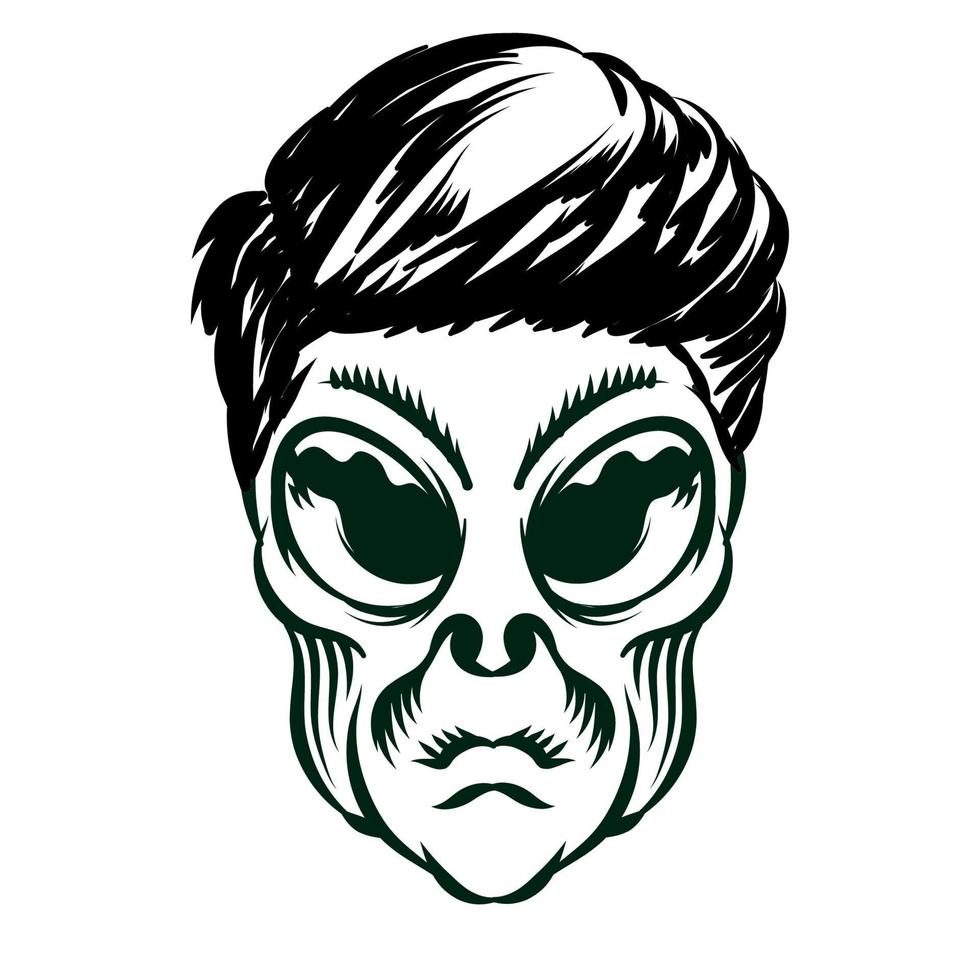 Establecer la ilustración de la cabeza del emblema de la insignia alienígena vector