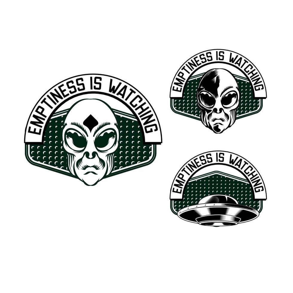 Set Illustration of Alien Badge emblem head vector