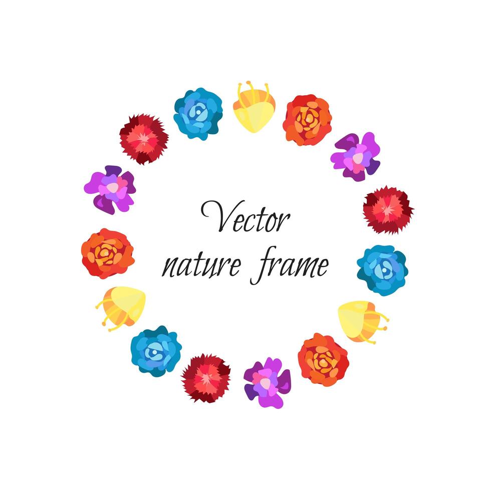 Floral wreath from beautiful colorful flowers vector