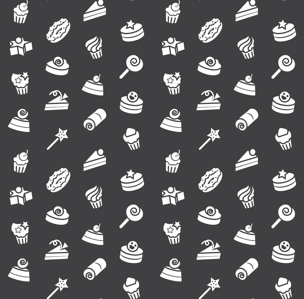 Seamless pattern of bakery and cake icons. Candy, sweet set vector