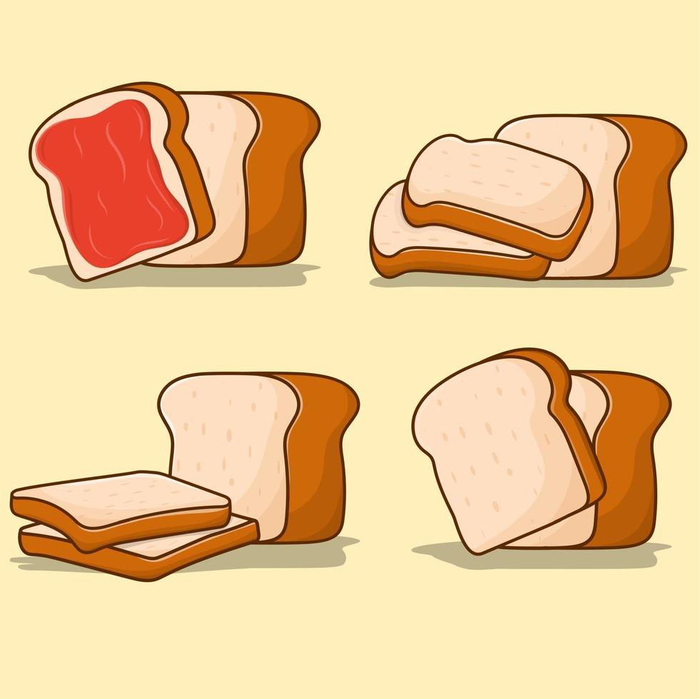 White bread set vector bread for food menu, icon, logo, sign