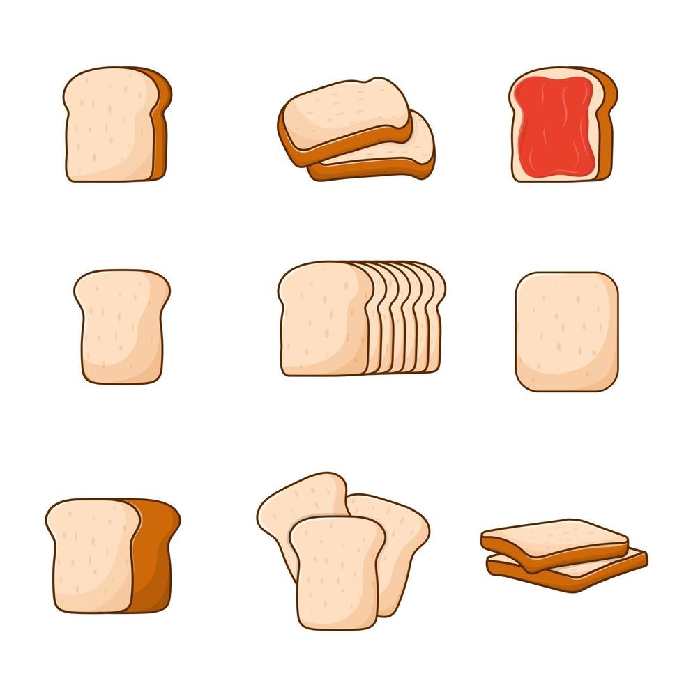 White bread set vector bread for food menu, icon, logo, sign