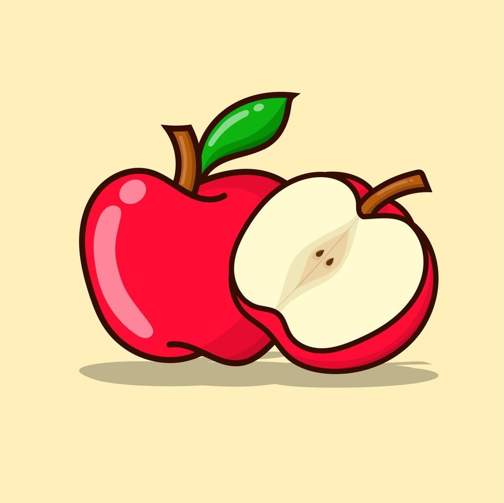 Apple illustration vector with yellow background. apples isolated