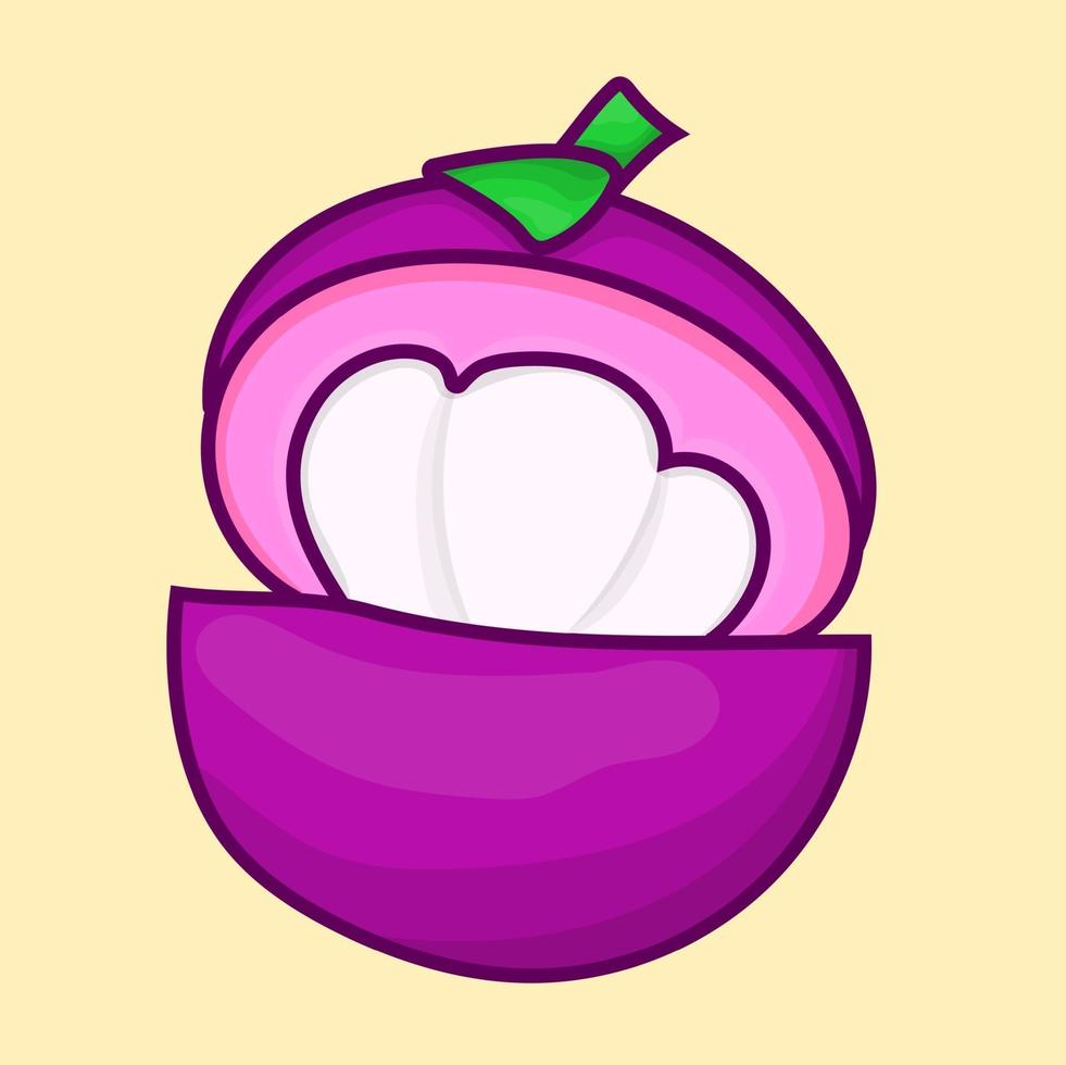 ilustración de mangostán rosa vector simple linda fruta de mangostán