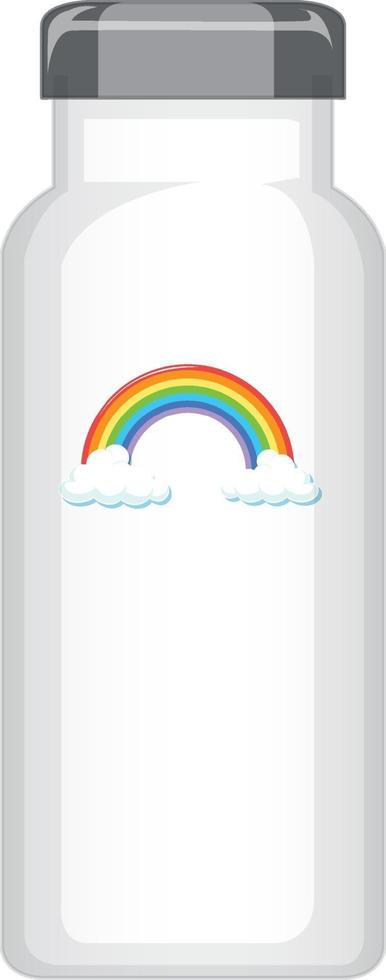 A white thermo bottle with rainbow pattern vector