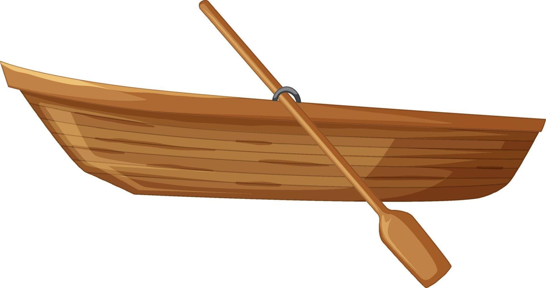 Wooden boat with paddle on white background vector