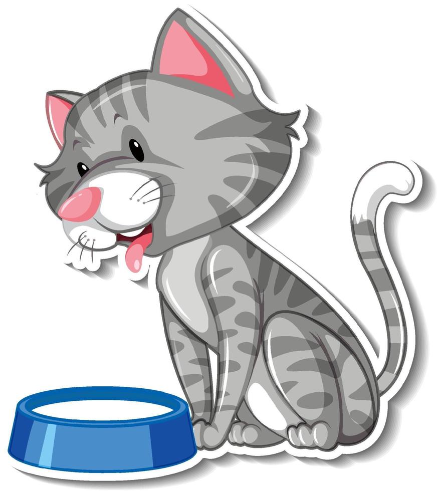 A sticker template of cat cartoon character vector