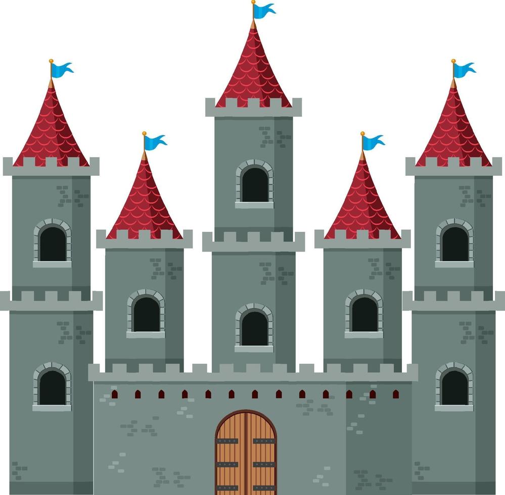 Castillo histórico medieval sobre fondo blanco. vector