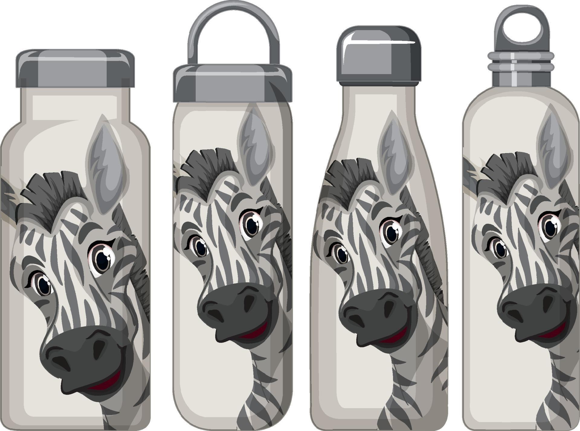Set of different thermos bottles with zebra pattern 3244190 Vector Art