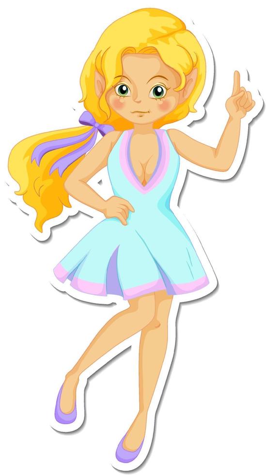 Cute fairy cartoon character sticker vector