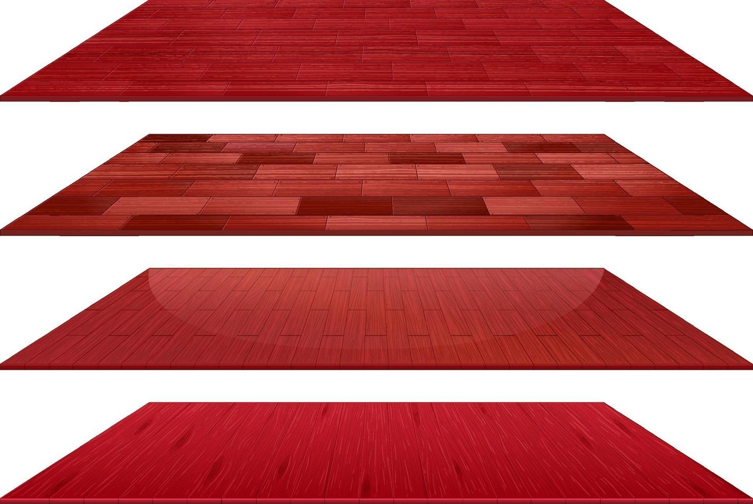 Set of different red wooden floor tiles isolated on white background vector