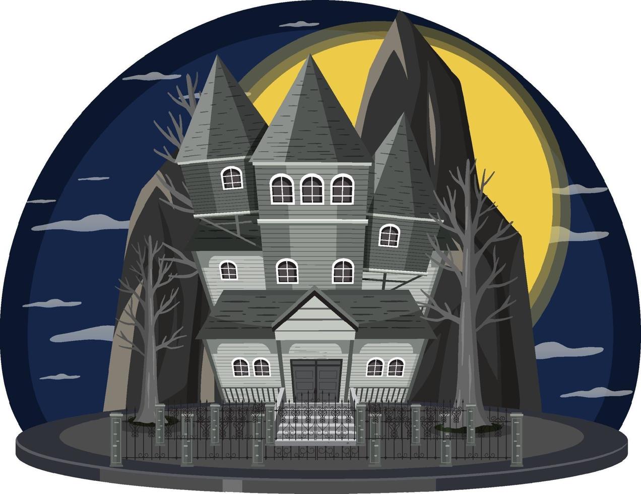 Haunted house at night scene vector