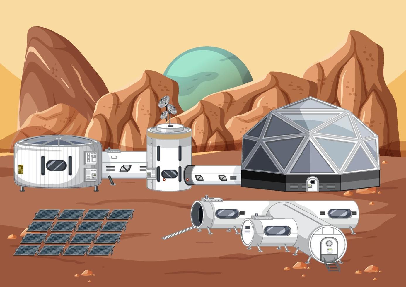Outer space scene with space station vector