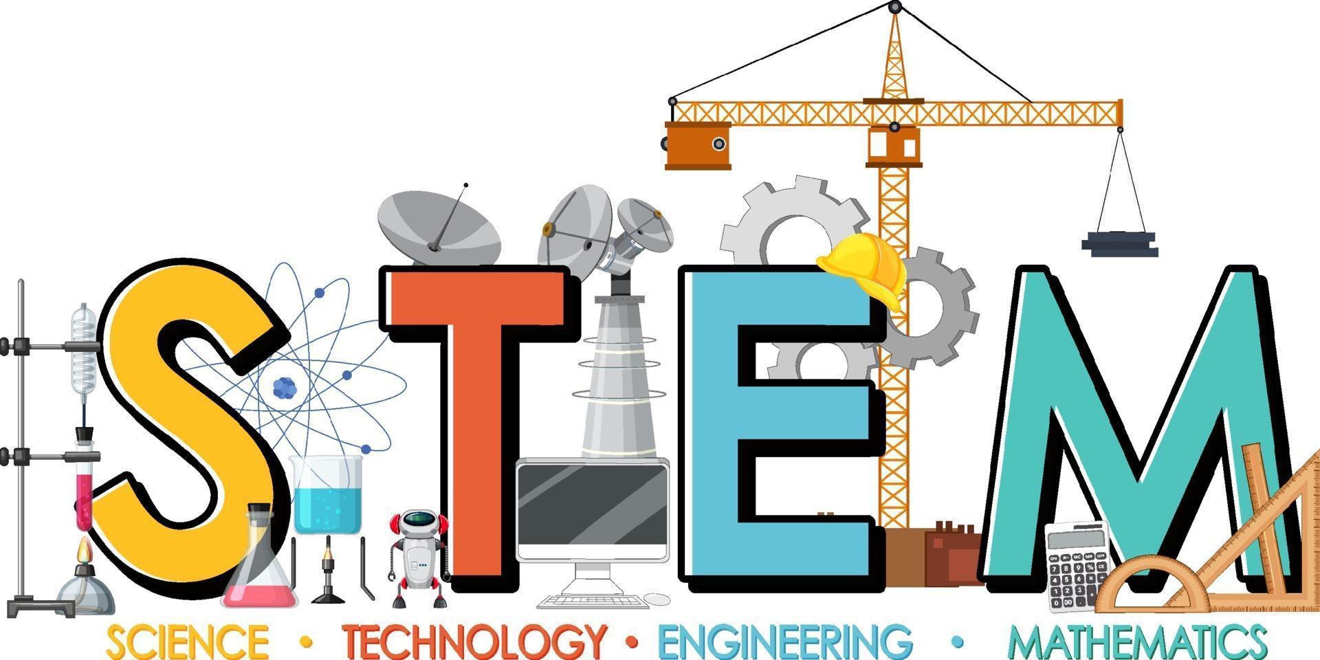 STEM education logo banner on white background vector