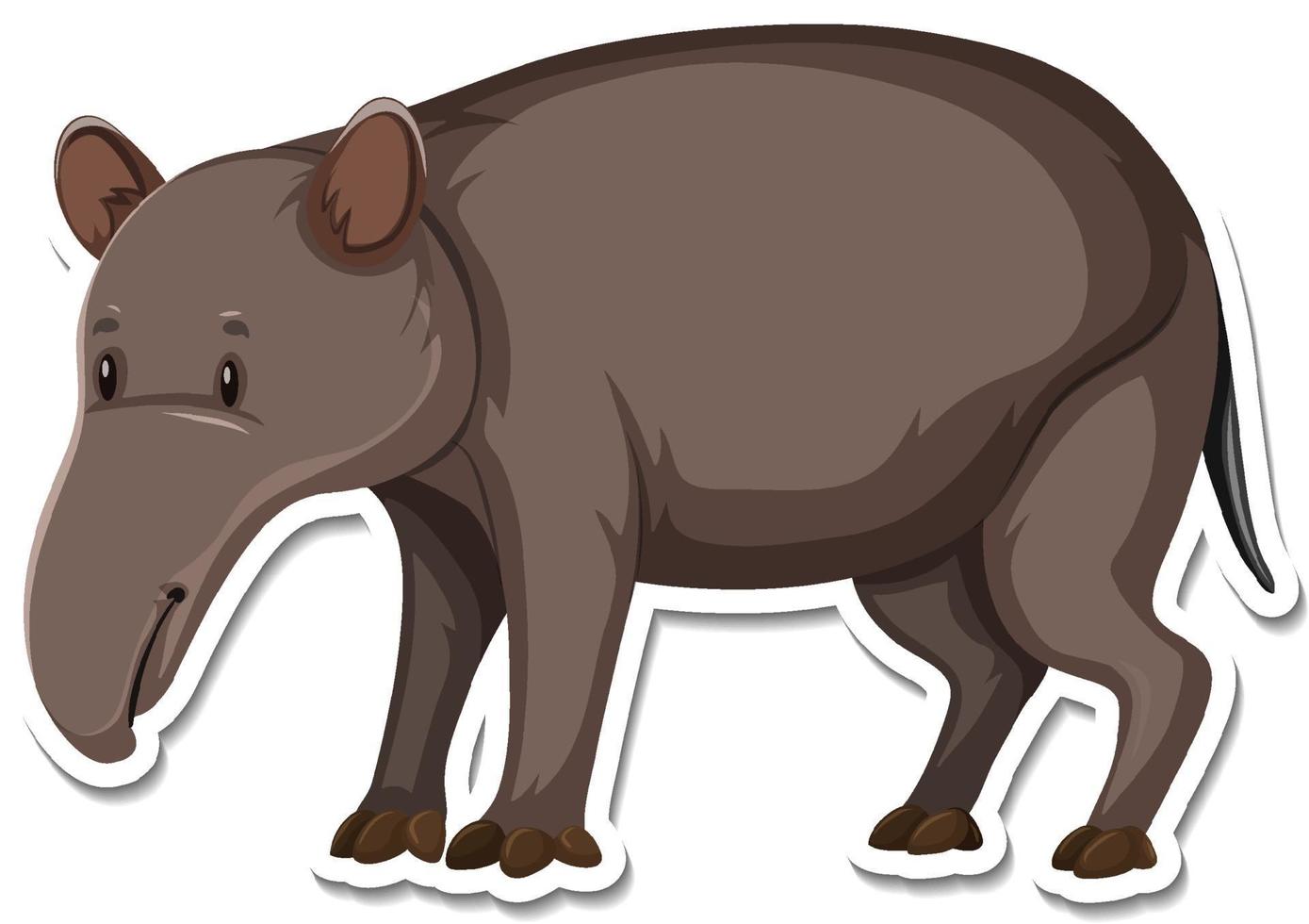 una plantilla de pegatina del personaje de dibujos animados de tapir vector