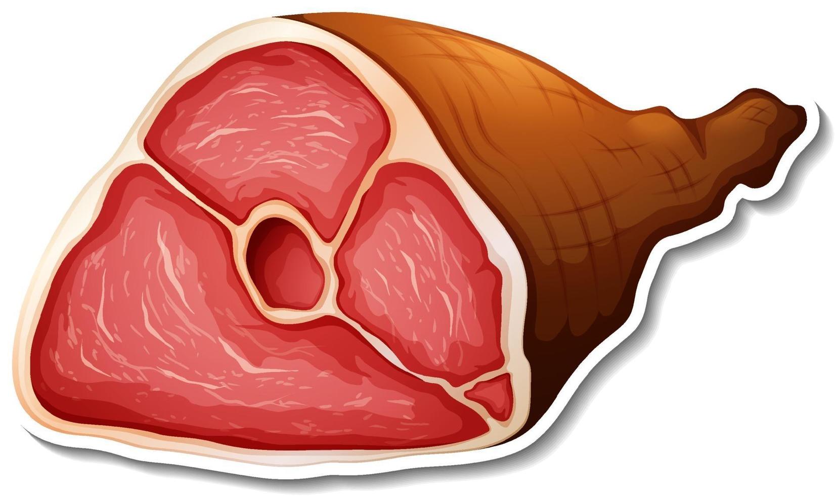 Raw pork leg sticker on white background vector