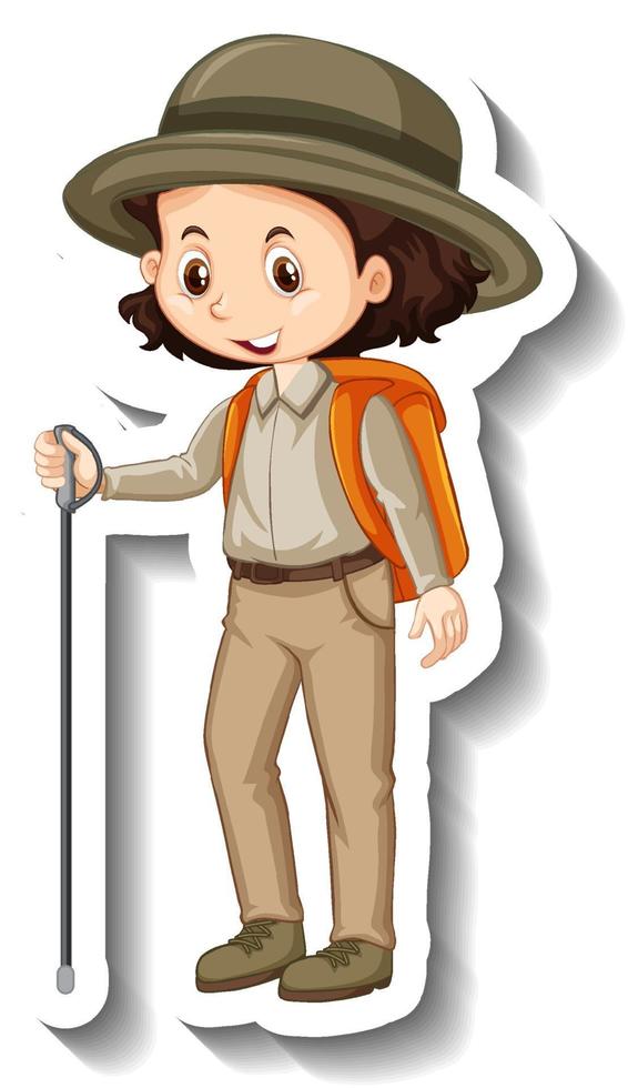 A sticker template of girl cartoon character vector