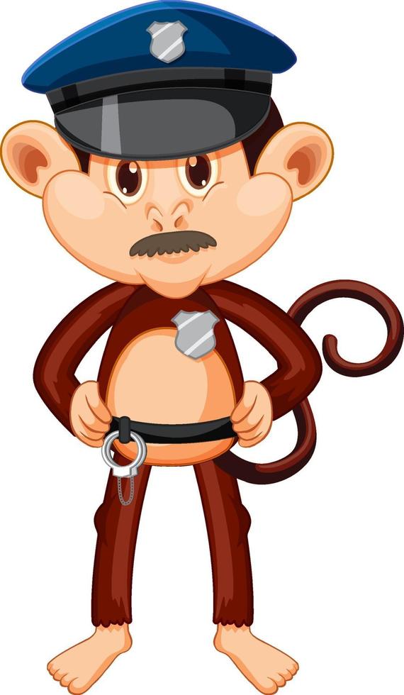 Police monkey cartoon character vector