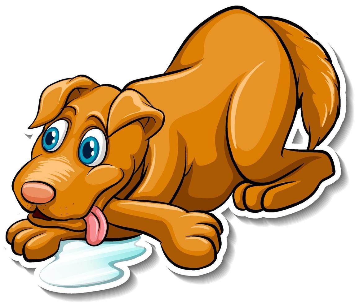 A sticker template of dog cartoon character vector