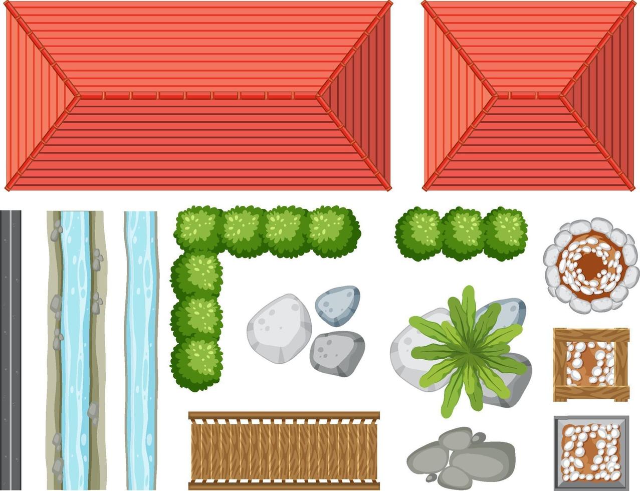 Top view of garden object and element vector