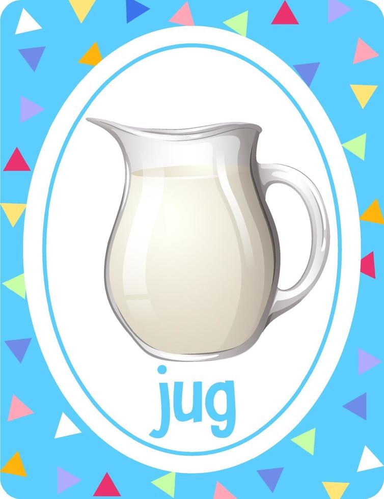 Vocabulary flashcard with word Jug vector