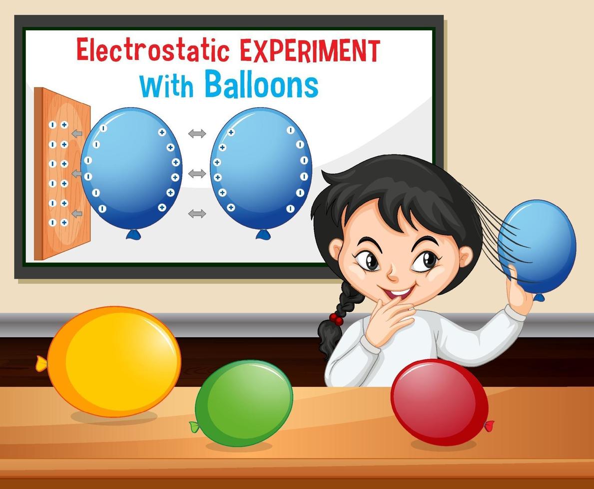 Electrostatic science experiment with scientist girl vector