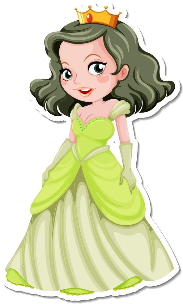 Beautiful princess cartoon character sticker vector