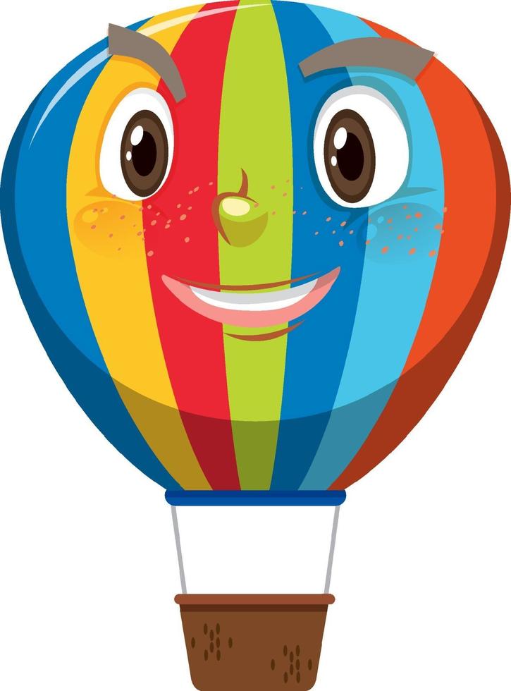 Hot air balloon cartoon character with happy face expression vector