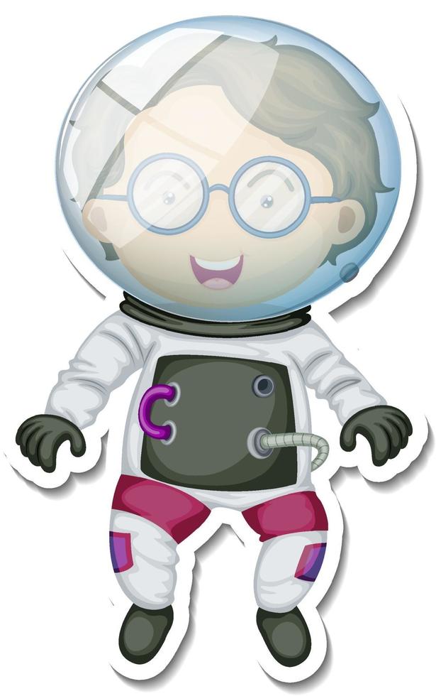 una plantilla de pegatina con un personaje de dibujos animados de astronauta aislado vector