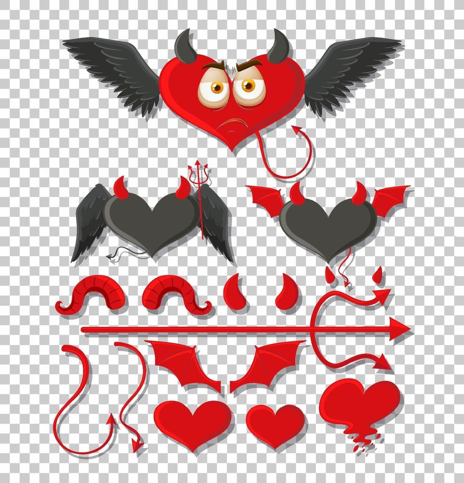 Set of devil and angel object decor vector