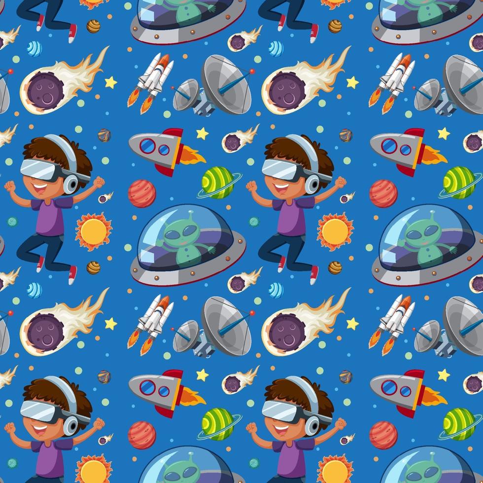 Science space kids seamless background vector
