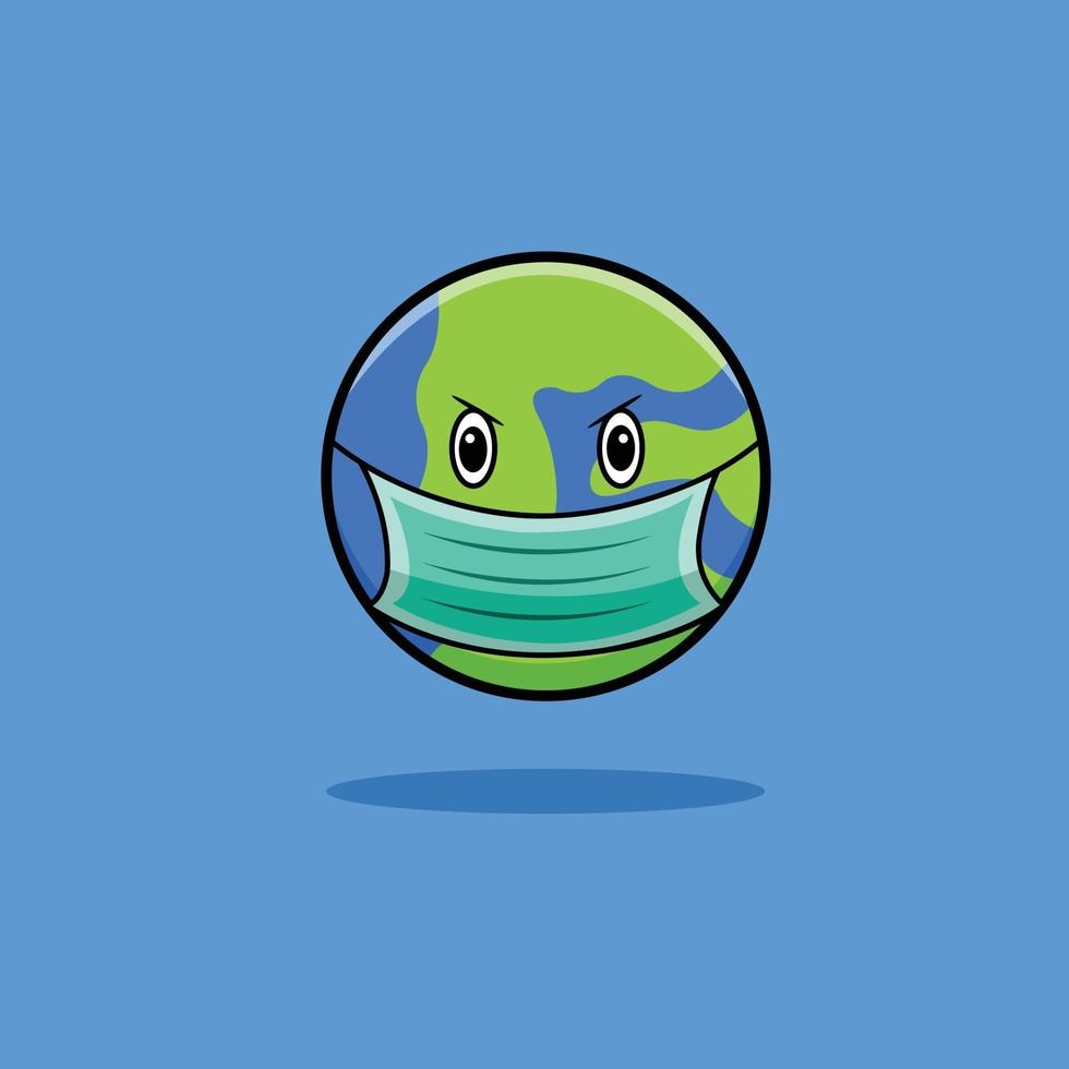 Angry World Wearing Mask vector