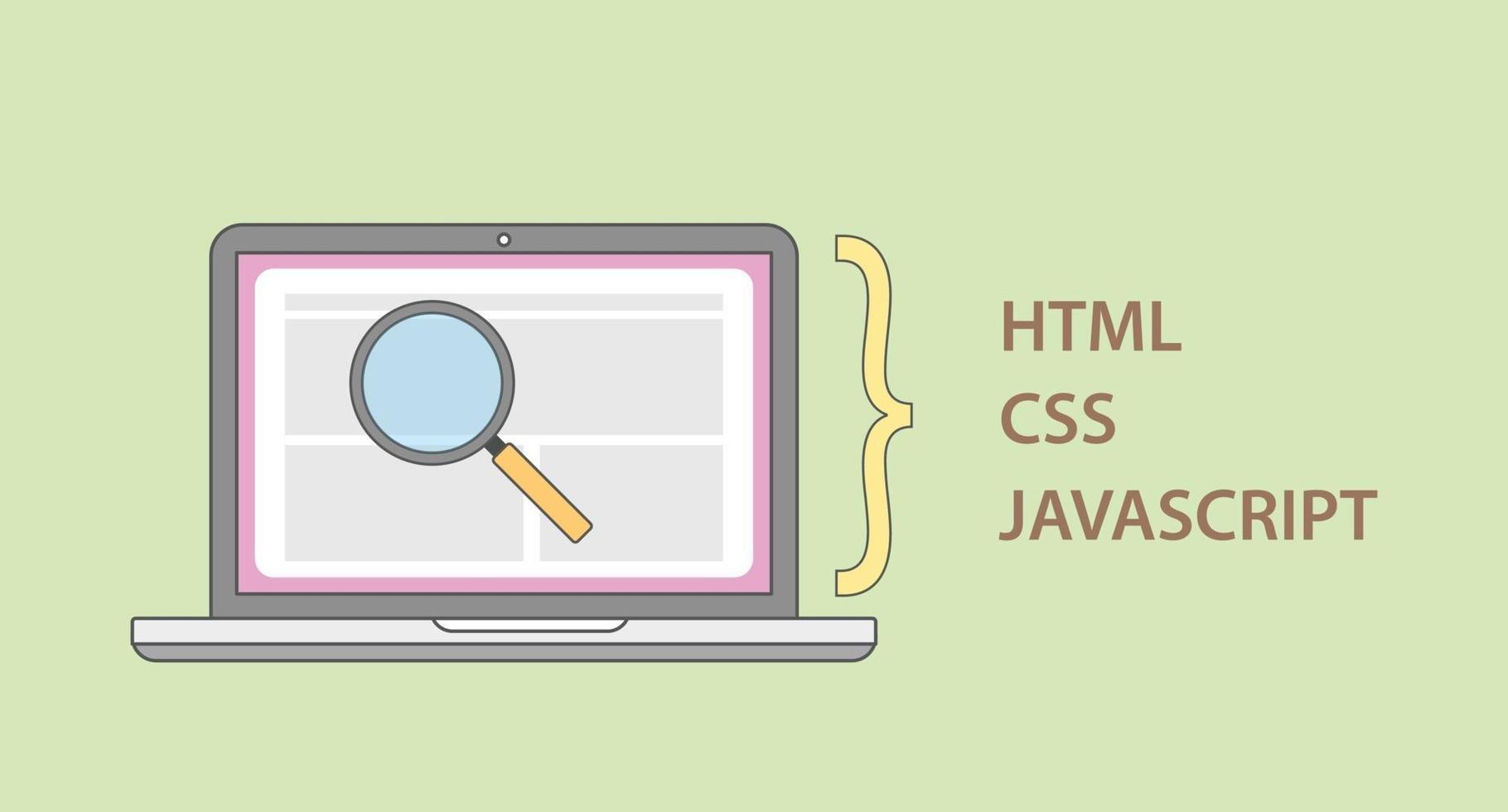 un sitio web deconstruye la estructura del elemento con html css javascript vector