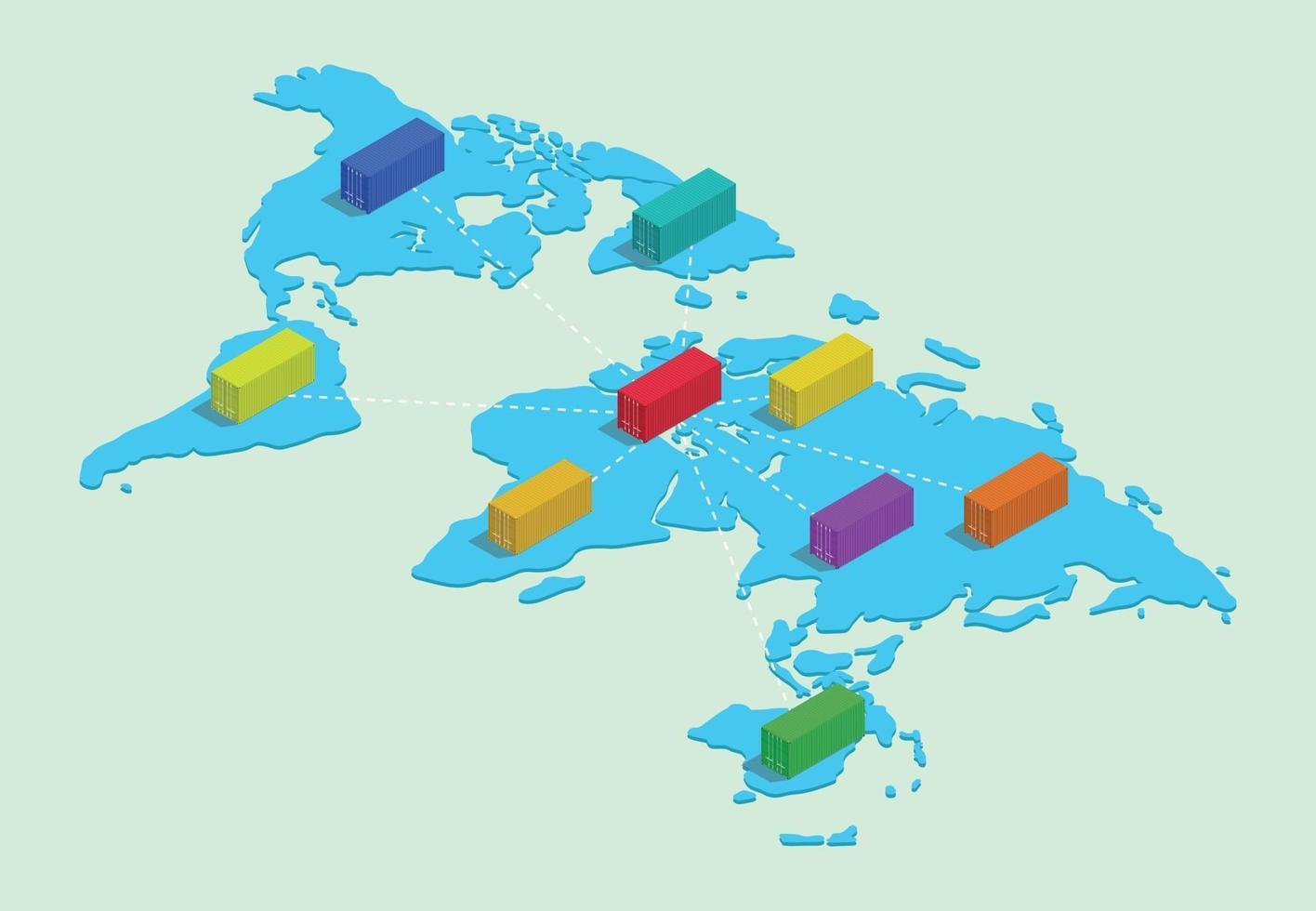 envío mundial con negocio de red de contenedores vector