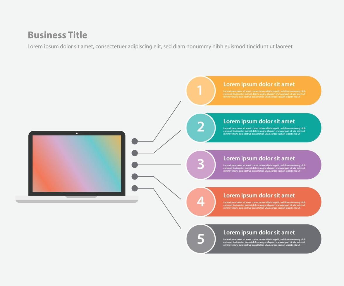 laptop computer infographic with list of detail explanation vector