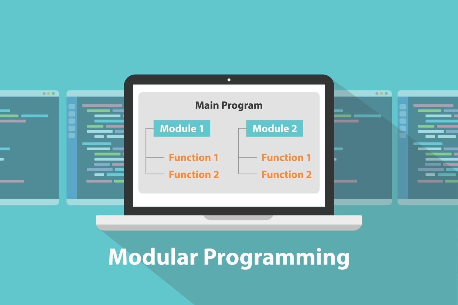 modular programming language concept terms in development vector